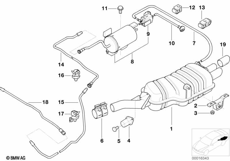 Rear muffler with exhaust flap