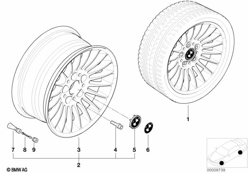 BMW light alloy wheel, radial spoke 61