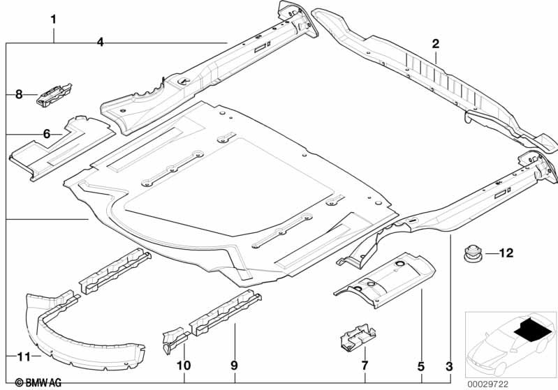 Mounting parts for trunk floor panel