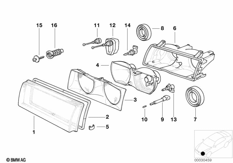 Single components for headlight