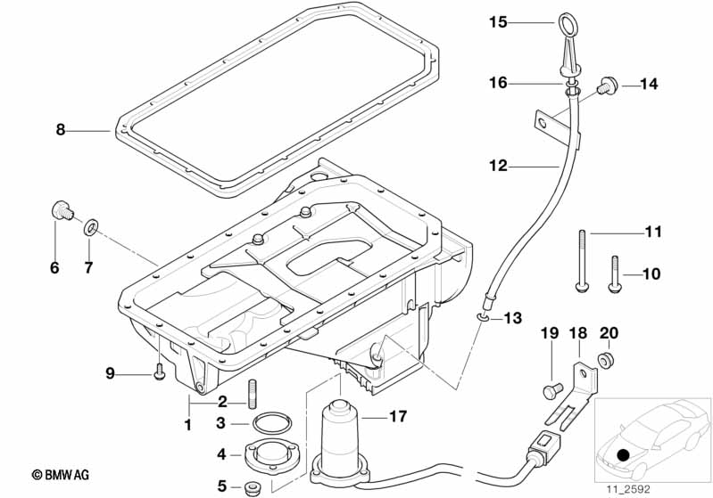 Oil pan/oil level indicator