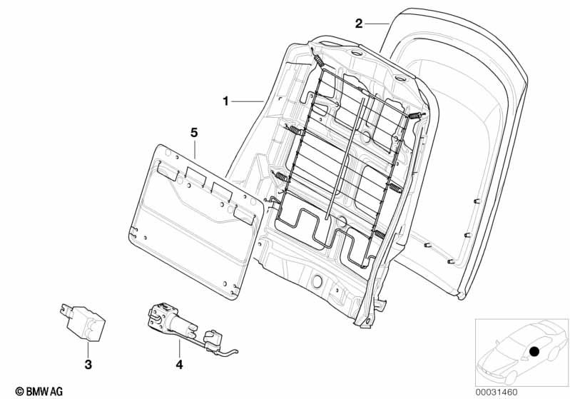 Front seat backrest frame/rear panel