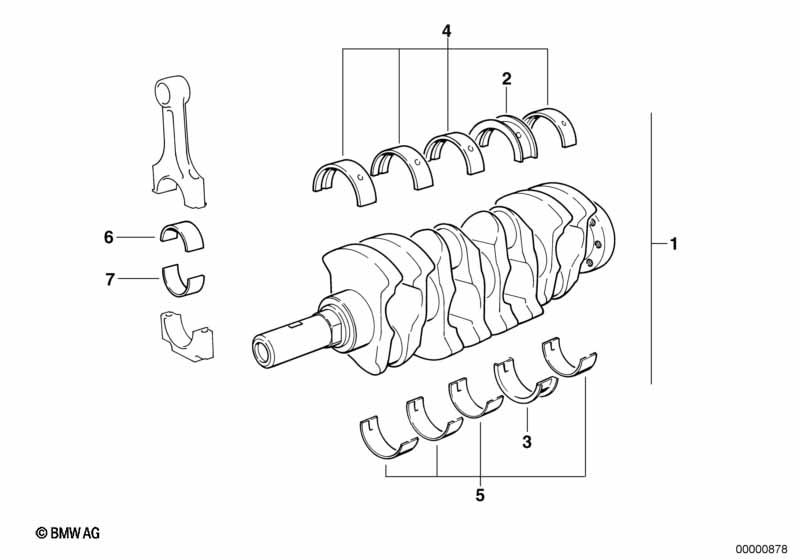 Genuine BMW 11210004014 E36 AtCrankshaft With Bearing Shells (Inc