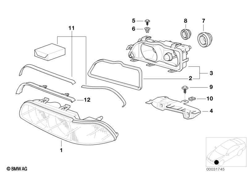 Genuine BMW 63128377990 E39 Right Headlamp Housing With Insert (Inc. 540iP, 530d & 520d) | ML Performance EU Car Parts
