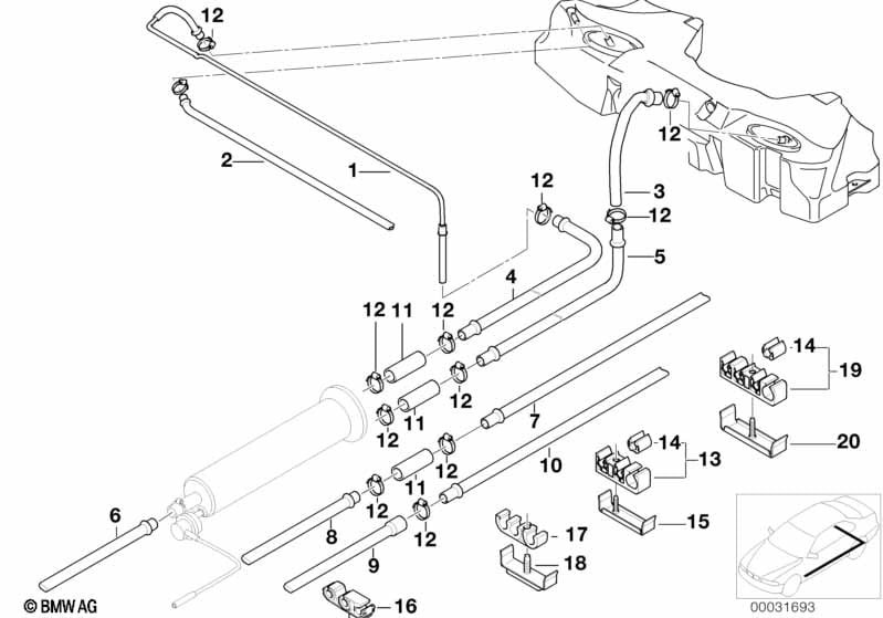 Fuel pipe and mounting parts