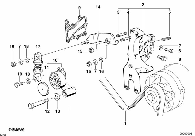 Belt drive for alternator/vane pump