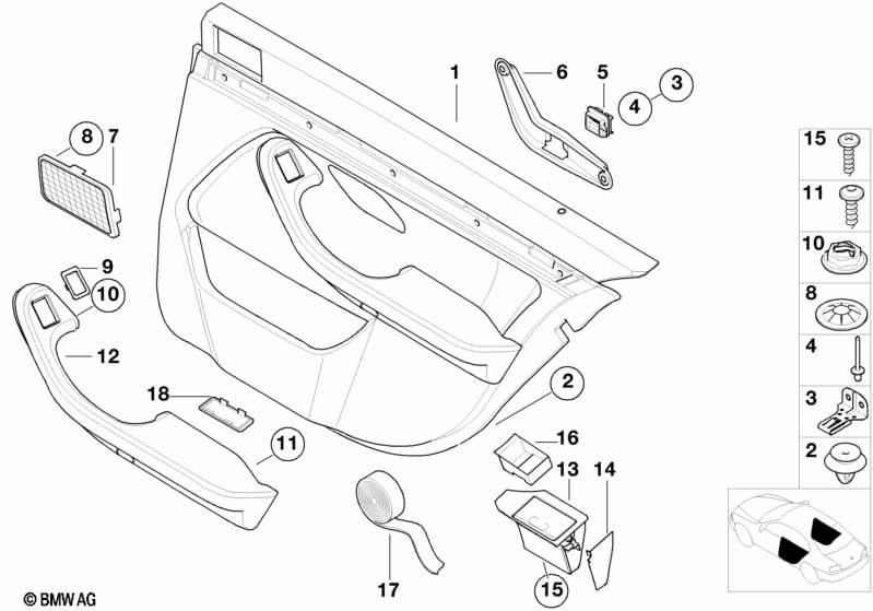 Door trim panel, leather, rear