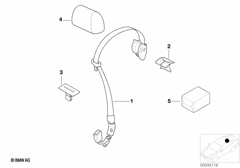 3-point seat belt, rear