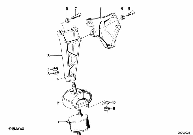 Genuine BMW 11811126930 E23 Rubber Mounting Left (Inc. 745i) | ML Performance UK Car Parts