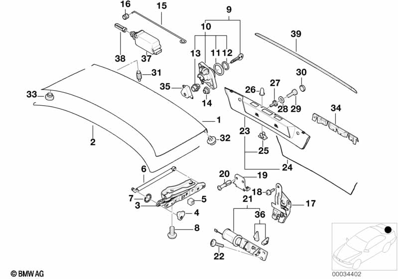 Genuine BMW 41628203274 E38 Right Trunk Lid Hinge (Inc. 735i, 750iL & 730i) | ML Performance UK Car Parts