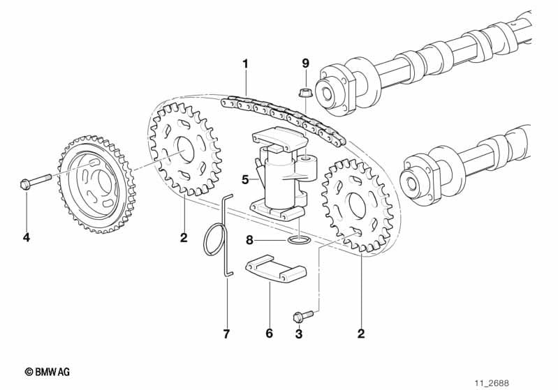 timing gear timing chain top