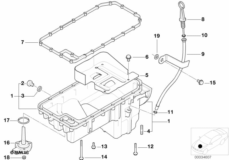Oil pan/oil level indicator