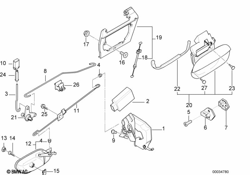 Rear door control/door lock