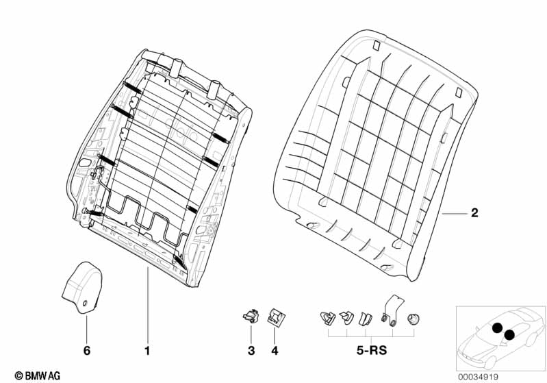 Front seat backrest frame/rear panel