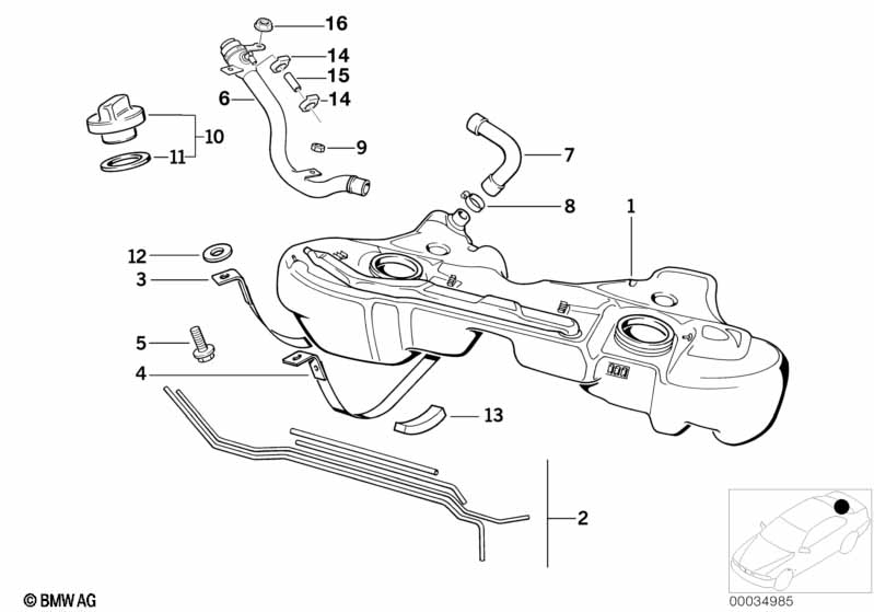 Genuine BMW 16111181361 Mounting Parts Kit Fuel Tank | ML Performance UK Car Parts