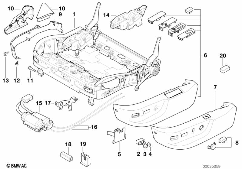 Front seat frame mech./el./singl.parts