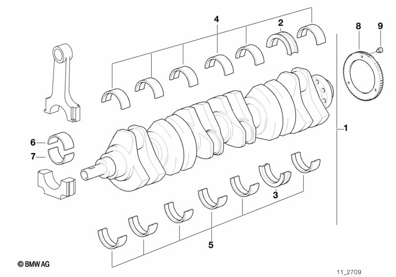 Crankshaft with bearing shells