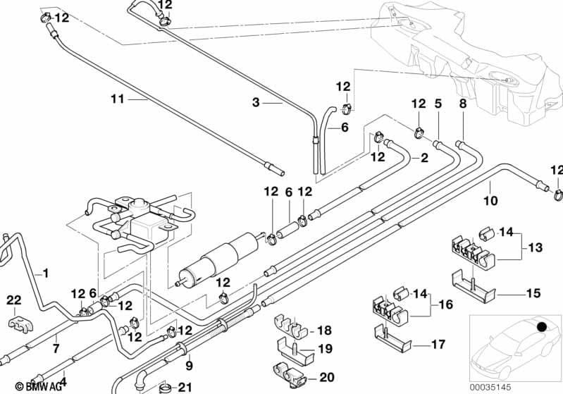 Fuel pipe and mounting parts