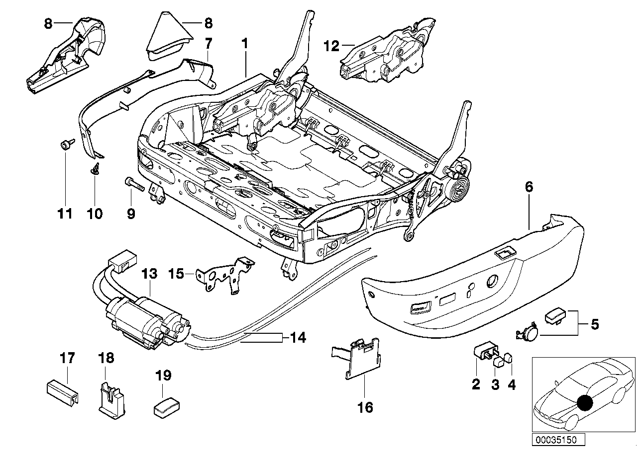Genuine BMW 52108207261 E39 E38 Cover, Switch, Backrest Top Adjustment SANDBEIGE (Inc. 530i, 750iLS & L7) | ML Performance UK Car Parts