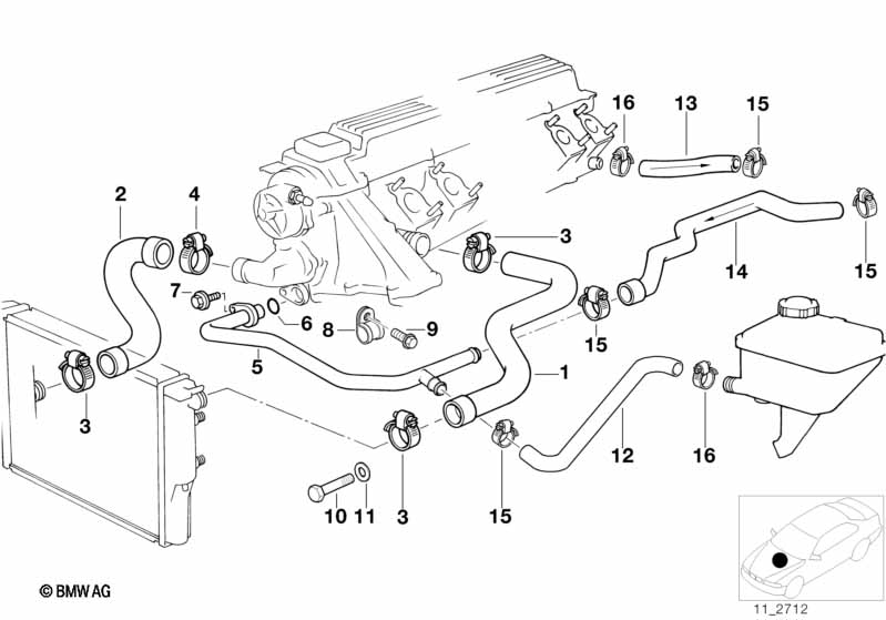 Genuine BMW 11532246767 E39 Water Hose (Inc. 525td & 525tds) | ML Performance UK Car Parts