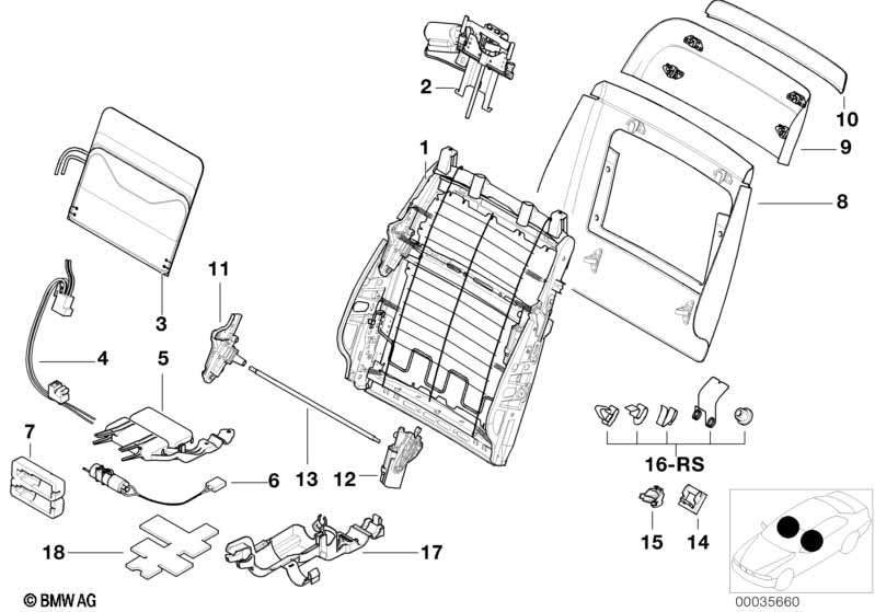 Front seat backrest frame/rear panel