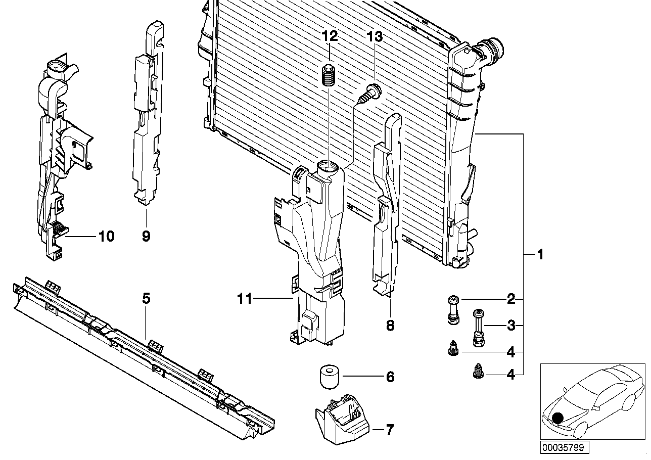 Parts of a radiator diagram