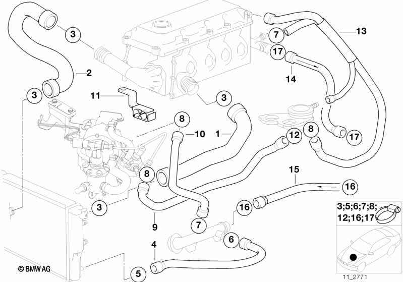Genuine BMW 11531743295 E36 Water Hose (Inc. 316g, 318is & 318i) | ML Performance UK Car Parts