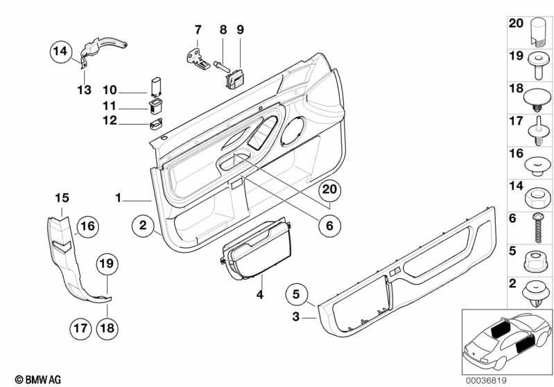 Door trim panel, front / side airbag