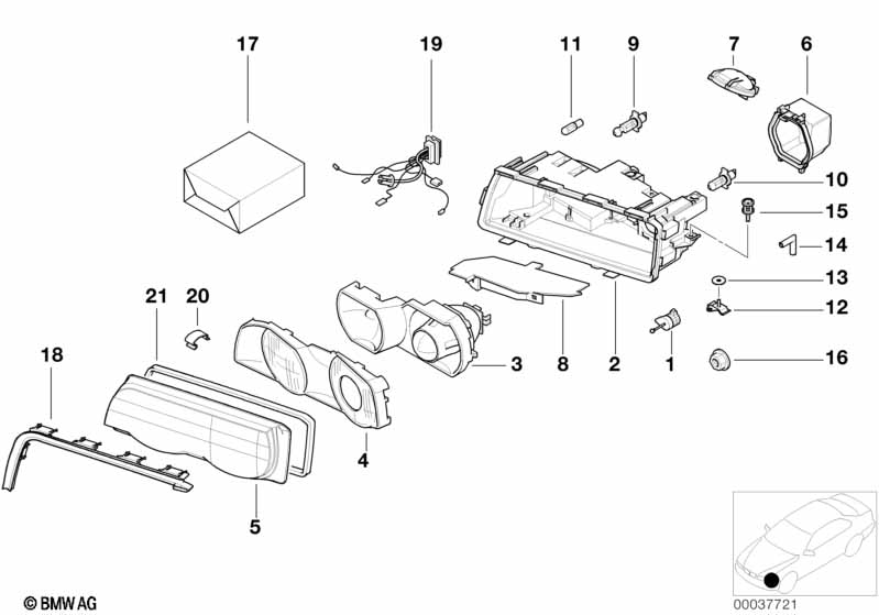 Single components for headlight
