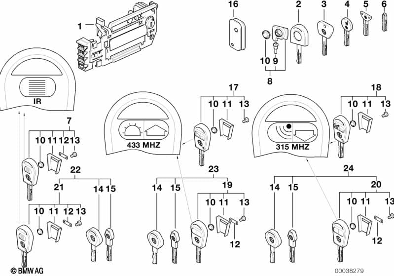 Door handle front/lock/key