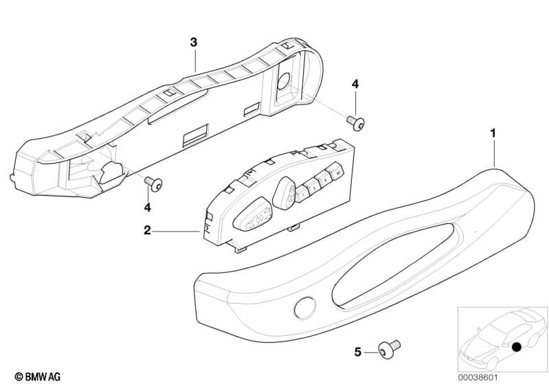 Single parts of front seat controls