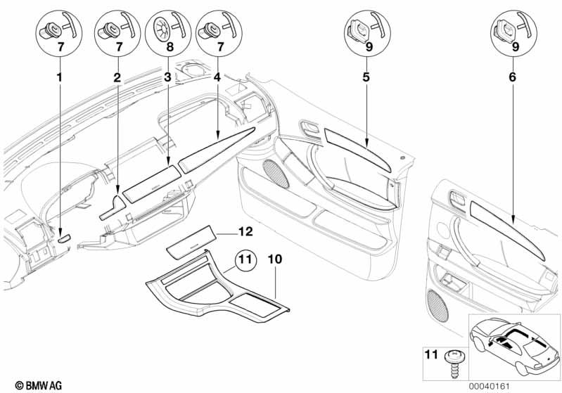 Genuine BMW 51418408562 E53 Decorative Strip, Door Front Right COSMOSSCHWARZ (Inc. X5) | ML Performance UK Car Parts