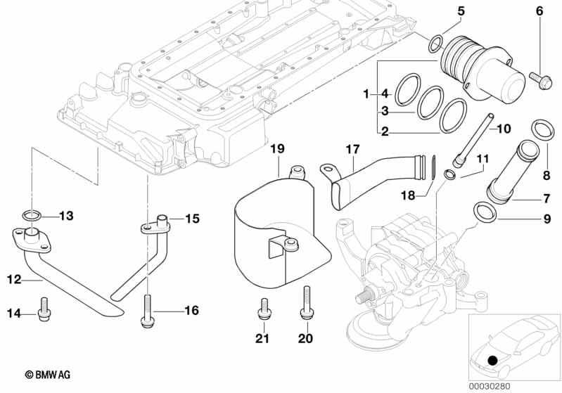 Oil pan upper part and connecting lines