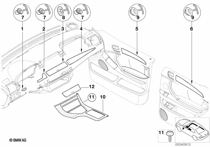 Genuine BMW 51457124619 E53 Decorative Strip, Dashboard Left GRAPHIT MET. (Inc. X5) | ML Performance EU Car Parts