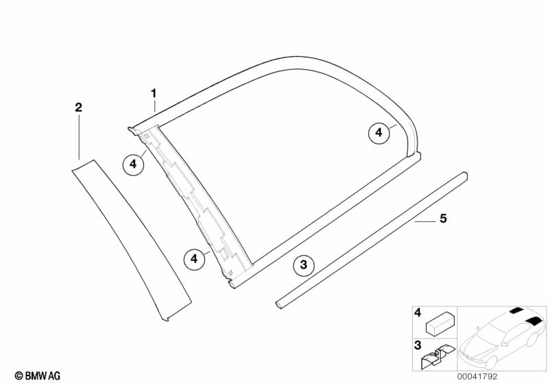 Side window, fixed position