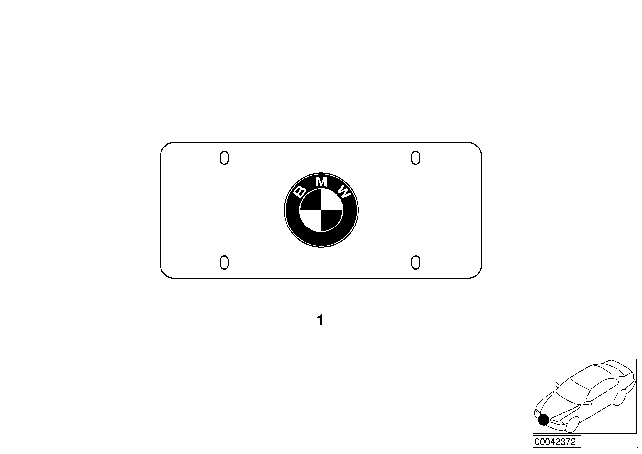 Genuine BMW 82121470312 E32 E66 E83 Number Plate Frame Roundel SATIN MARQUE (Inc. 760i, 545i & 323Ci) | ML Performance US Car Parts