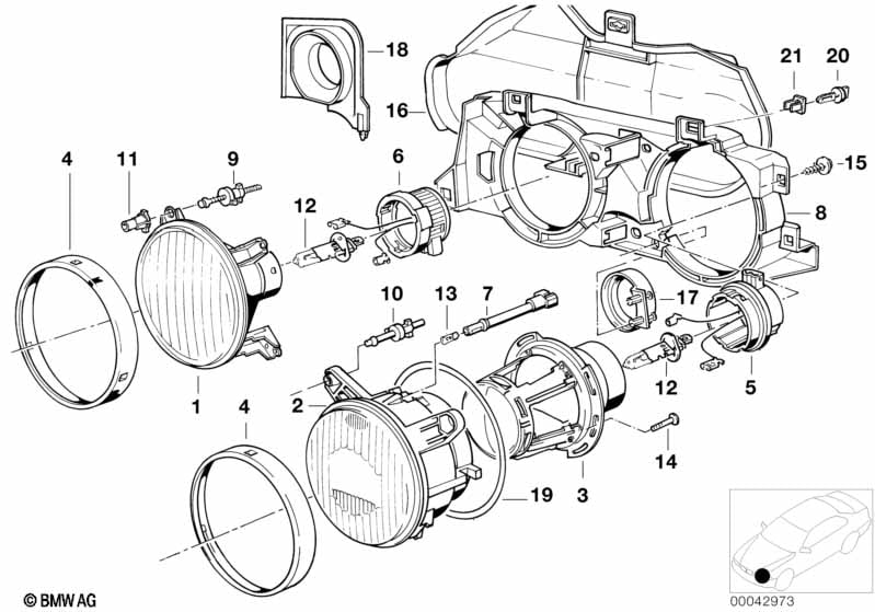 Single parts f ellipsoidal headlight