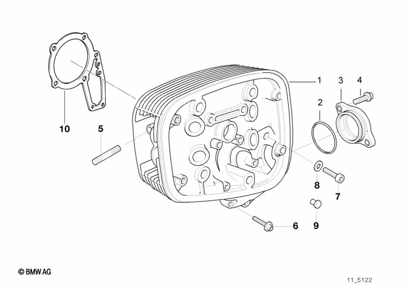 Cylinder head, gasket, camshaft cover
