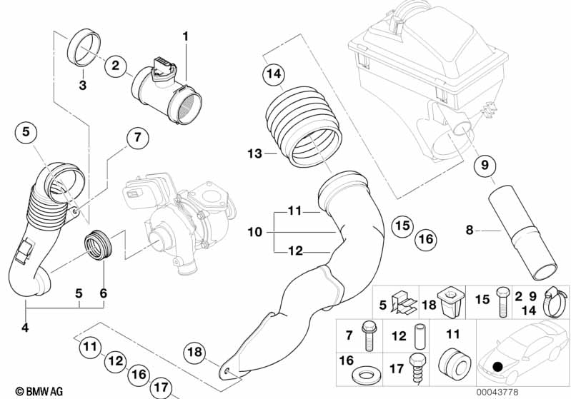 Mass air flow sensor, air duct left