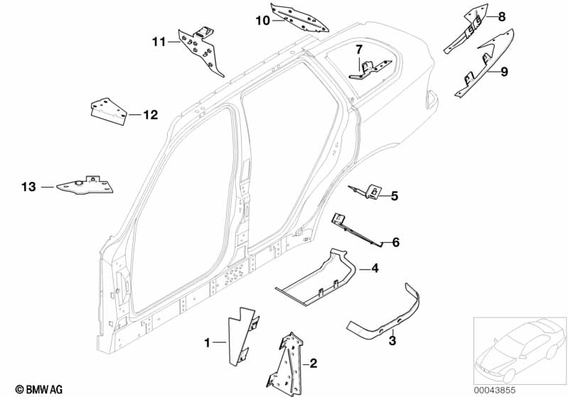 Genuine BMW 41218402784 E53 Molded Part F Column D, Interior Right (Inc. X5) | ML Performance EU Car Parts