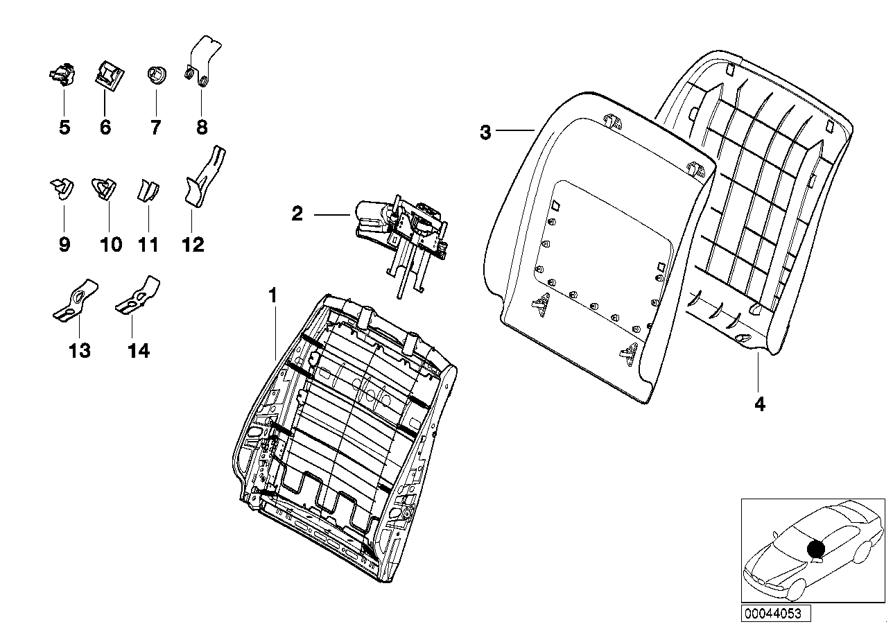 Genuine BMW 52108261081 E39 E38 Backrest Frame (Inc. 728iL, 750iLS & 525tds) | ML Performance UK Car Parts