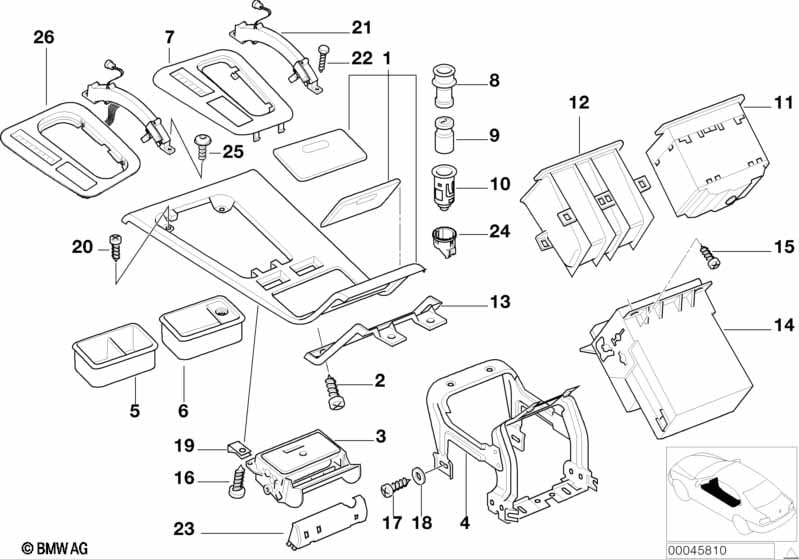 Mounting parts, center console