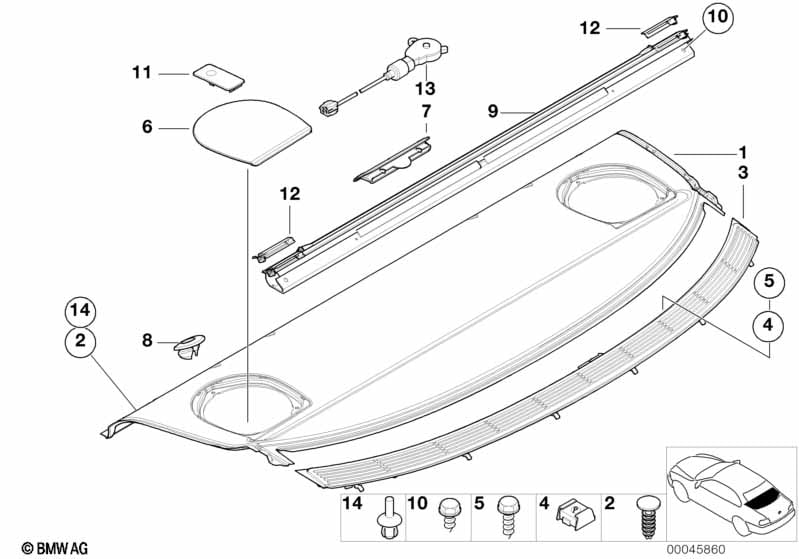 Rear window shelf / sun blind electr.