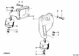 ระบบกันสะเทือนเครื่องยนต์/แดมเปอร์ diagram for BMW 5 Series E12 520