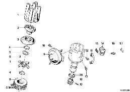Stroomverdeler-onderdelen diagram for BMW 3 Series E30 318i