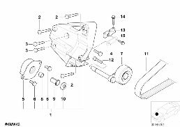 Spręż. klim., elem. dod./napęd pasowy diagram for BMW 5 Series E39 520d