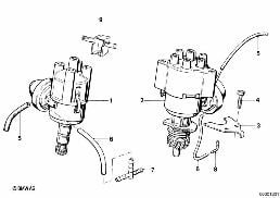 Stroomverdeler diagram for BMW 3 Series E30 318i
