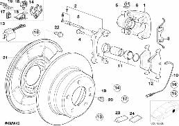Αισθητήρας τακακιού φρένου πίσω τροχού diagram for BMW 3 Series E36 M3