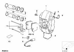 Vorderradbremse-Bremsbelag-Fühler diagram for BMW 7 Series E32 750iL