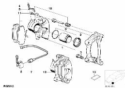 FRONT BRAKE PAD WEAR SENSOR diagram for BMW 3 Series E30 325e